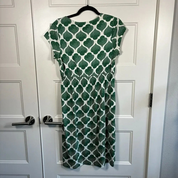 Boden Green Spade Print V Neck Short Sleeve A Line Mini Dress Size US 6L - Picture 4 of 7